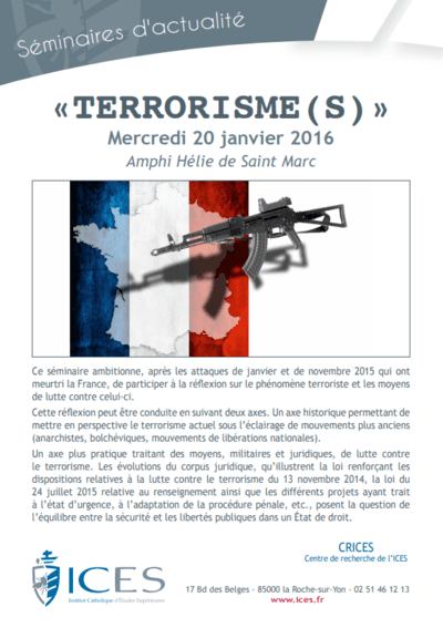 Séminaire d'Actu à l'ICES - Terrorisme(s)
