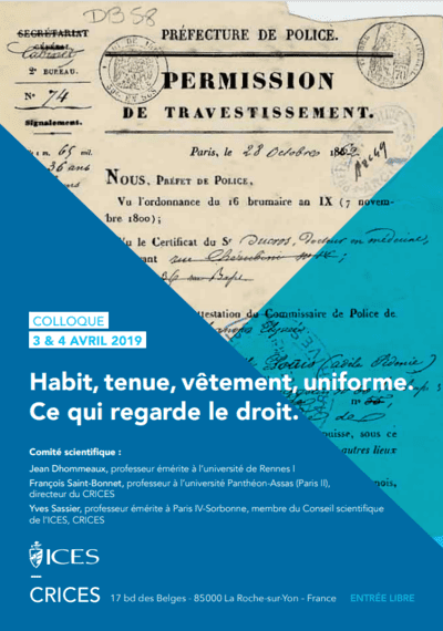 Colloque à l'ICES - Habit, tenue, vêtement, uniforme...droit