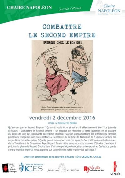 Journée d'Études à l'ICES - Combattre le 2nd empire