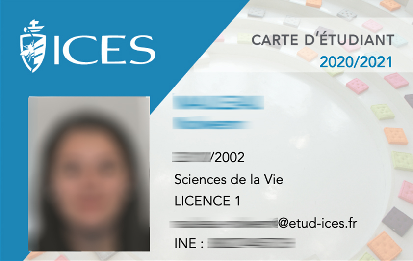 La carte étudiante de l'ICES - recto