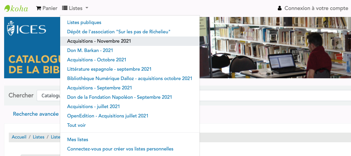Listes OPAC