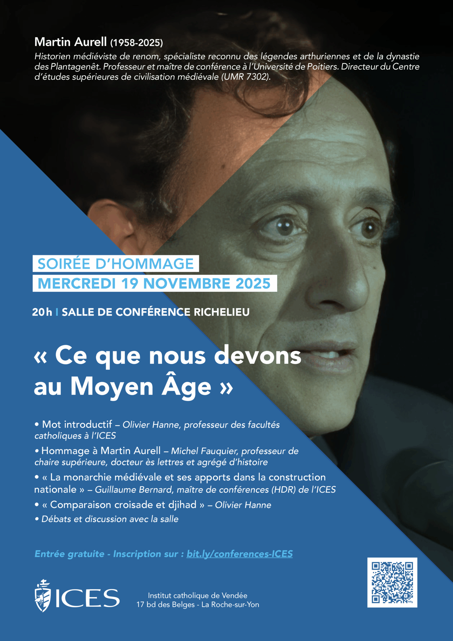 affiche avec Martin Aurell, historien médiéviste reconnu.